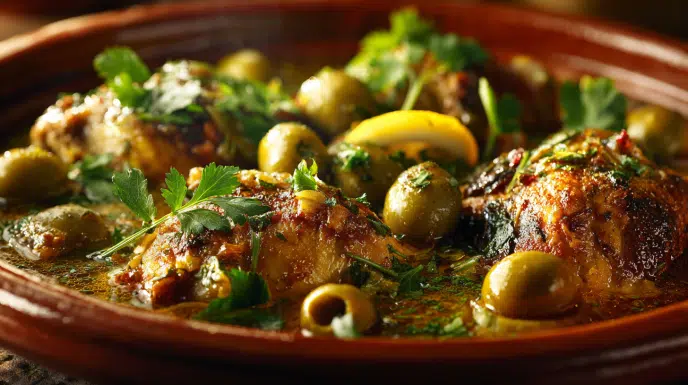 moroccan chicken tagine serving