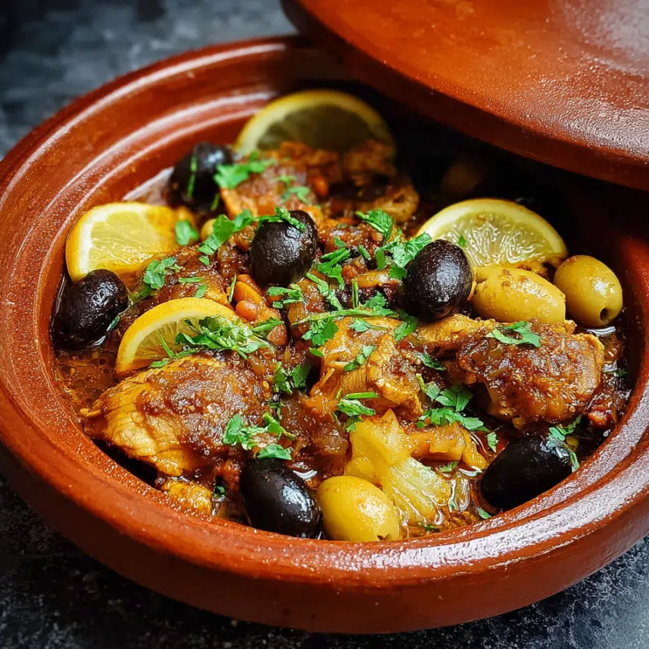 Moroccan Chicken Tagine with Preserved Lemon and Olives
