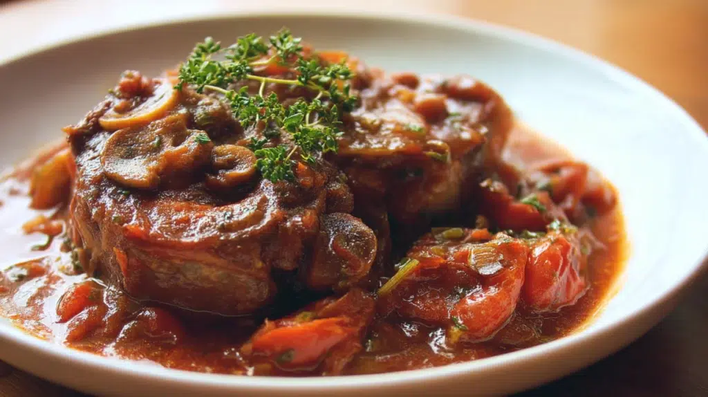italian braised meat recipes: ossobuco alla milanese with marrow bone gremolata and risotto milanese