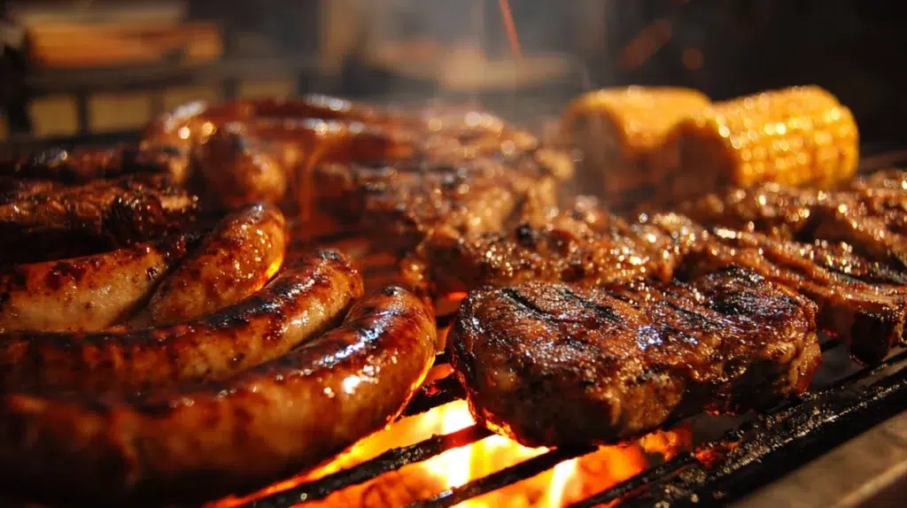 south african braai guide with boerewors lamb chops fire grill chakalaka and pap outdoors