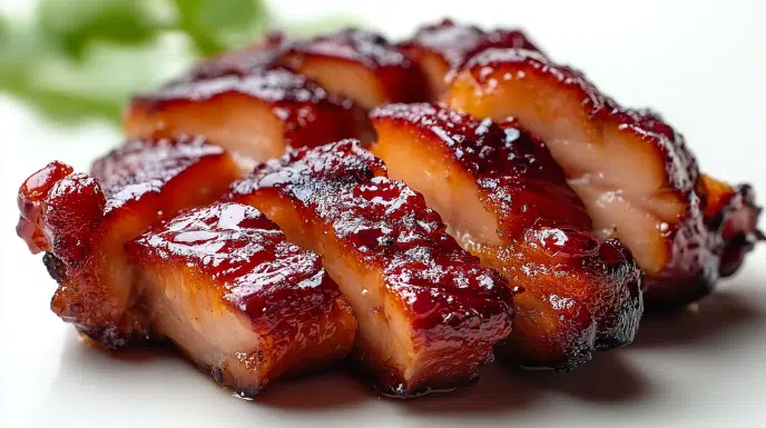 char siu chicken recipe sticky chinese bbq chicken thighs with deep mahogany glaze sliced