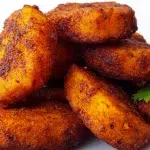 Kelewele made with spicy fried plantain cubes seasoned with ginger and spices