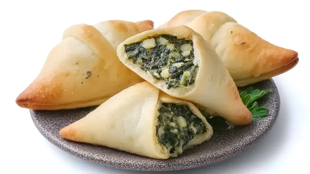 Golden Lebanese spinach fatayer pastries filled with a savory spinach mixture and baked until perfectly crisp.