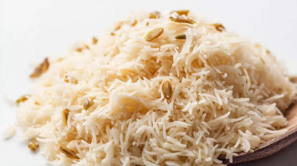Lebanese vermicelli rice with toasted vermicelli noodles and fluffy white rice served in a bowl