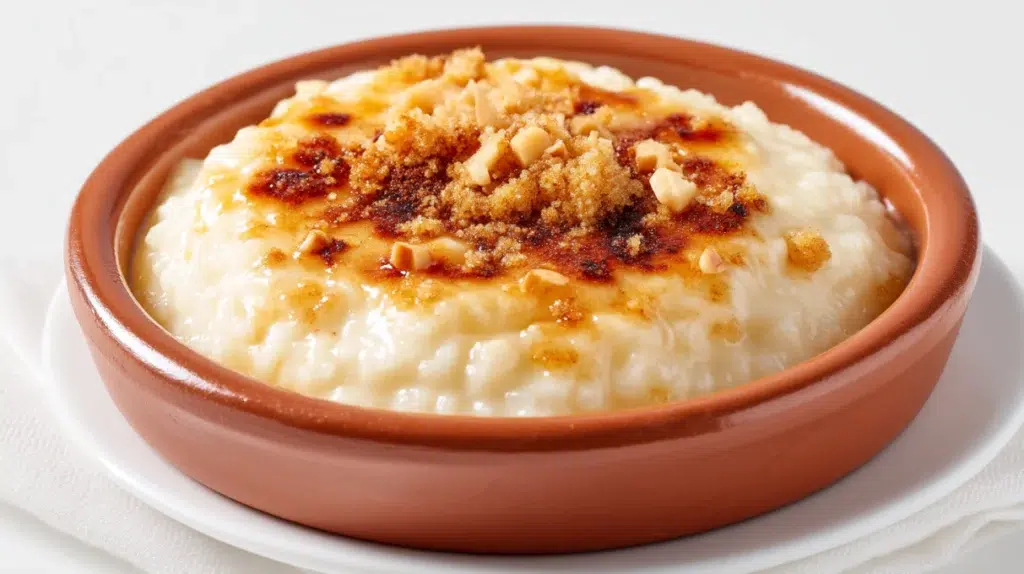 Turkish rice pudding served in individual bowls with a creamy texture and a lightly caramelized golden top.