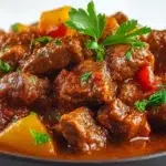 Egyptian beef goulash baked until golden and flaky, filled with seasoned ground beef and aromatic spices.