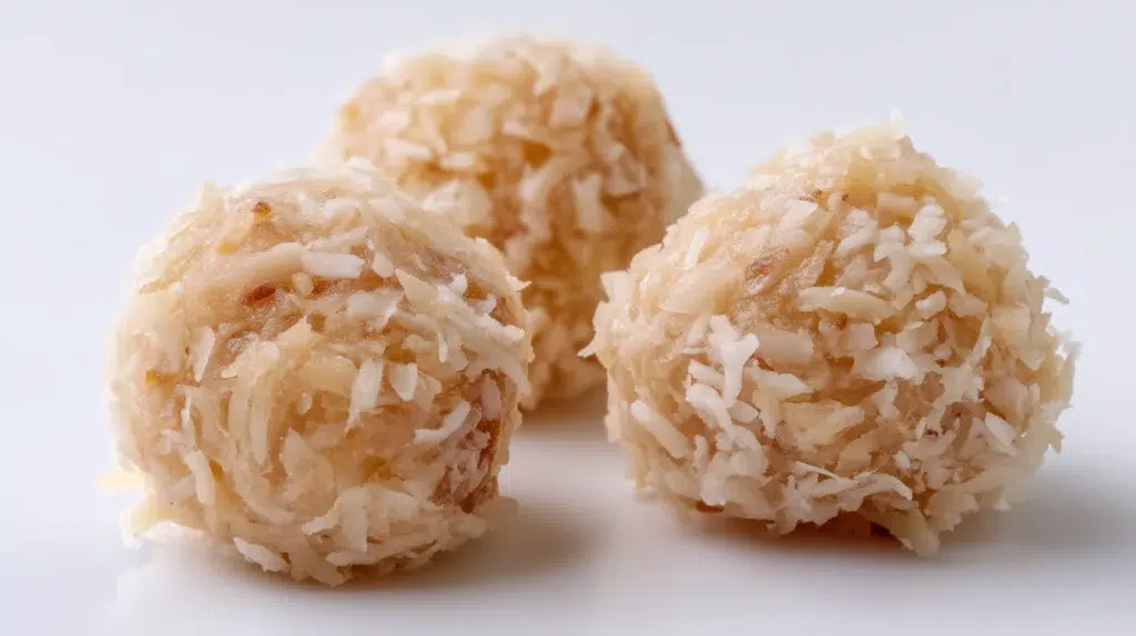 Nigerian coconut candy made with caramelized coconut pieces cut into bite-sized squares on a serving plate