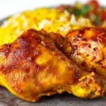 Persian saffron chicken made with tender chicken simmered in a fragrant saffron sauce and garnished with fresh herbs.