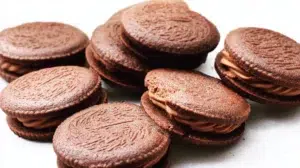 South African Romany Creams chocolate coconut sandwich cookies filled with rich chocolate cream