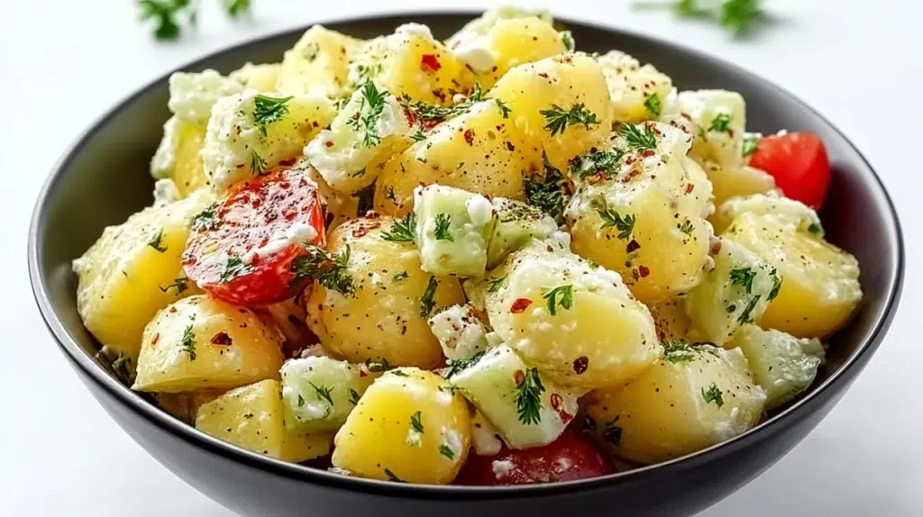 Turkish potato salad made with tender potatoes, fresh herbs, onions, and a zesty olive oil and lemon dressing.