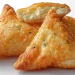 Cheese fatayer with golden baked pastry filled with melted cheese and sprinkled with sesame seeds